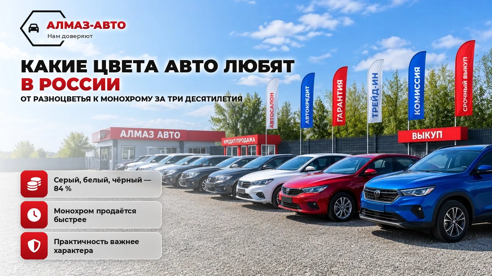 Какие цвета автомобилей любят в России: от разноцветья к монохрому